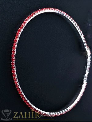  Кристална гривна за крак с нежни червени камъчета, ластична, става за всеки глезен, сребриста или златиста основа - GK1302